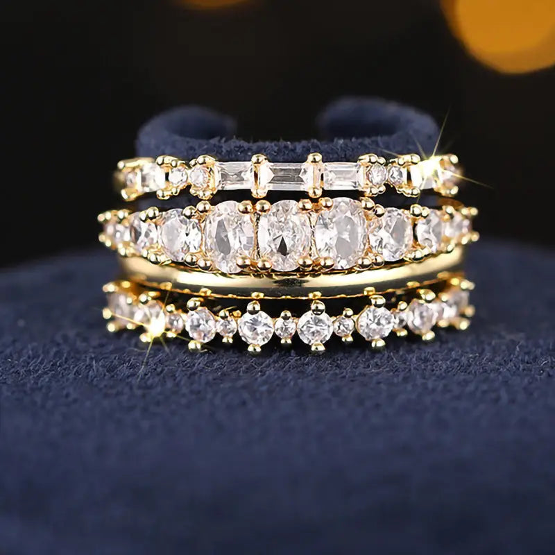 European And American Entry Lux High-grade Geometric Ring For Women - T0347 Golden / No 6