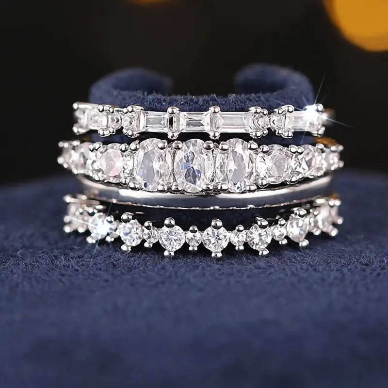European And American Entry Lux High-grade Geometric Ring For Women - T0346 White Gold Color / No 6
