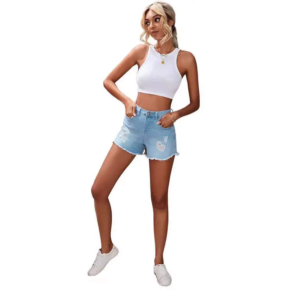 European And American Fashion Wash High Waist Jeans Women's Summer New Slim Wear Casual Short Shorts Beyond Trends Hub