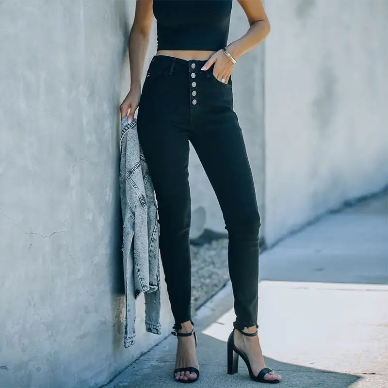 European And American Ladies Jeans Solid Color Stretch Beyond Trends Hub