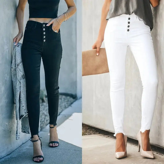 European And American Ladies Jeans Solid Color Stretch Beyond Trends Hub