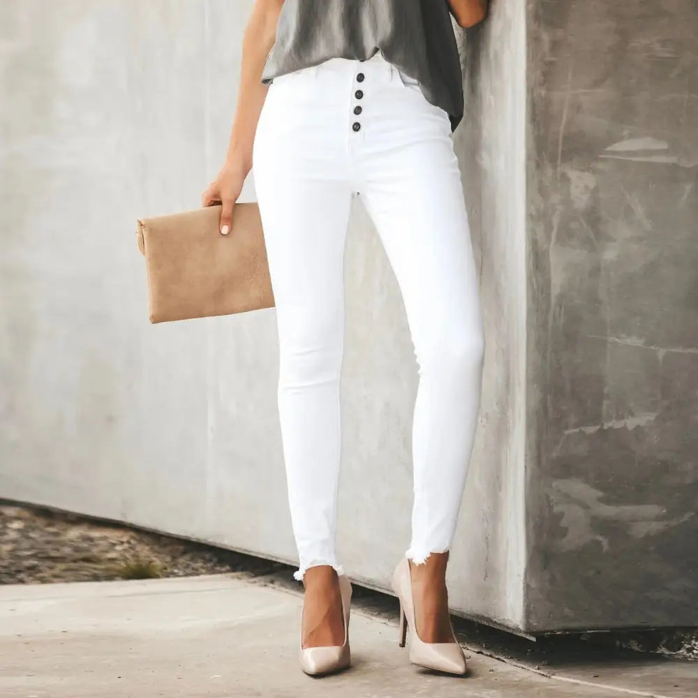 European And American Ladies Jeans Solid Color Stretch Beyond Trends Hub