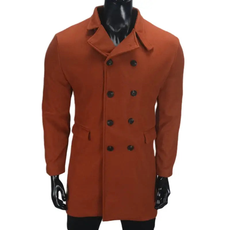 European And American New Plus Size Woolen Coat Men - Caramel Color / 2XL
