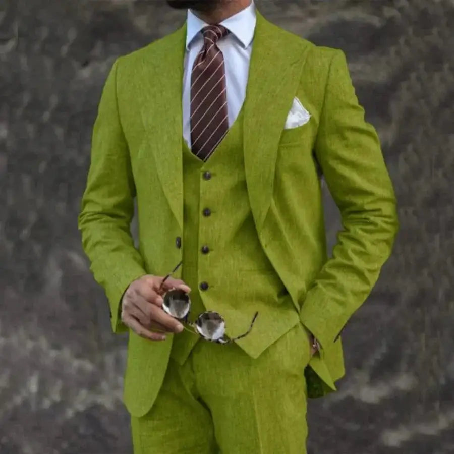European And American Pink Business Casual Suit Three-piece Suit Men Beyond Trends Hub
