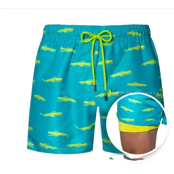 European And American Shorts Men’s Beach Pants Sports Pants Printed Double Shorts - A8 / 2XL