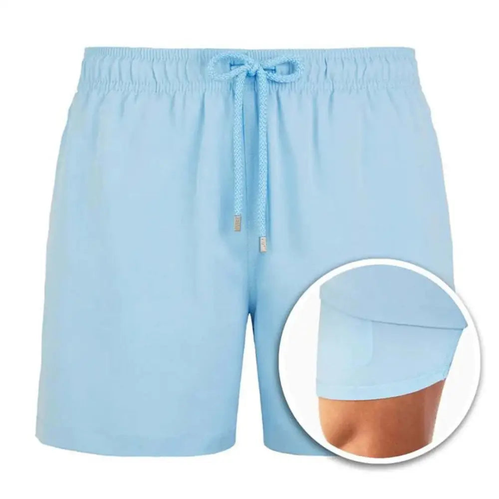 European And American Shorts Men’s Beach Pants Sports Pants Printed Double Shorts - Light Blue / 2XL