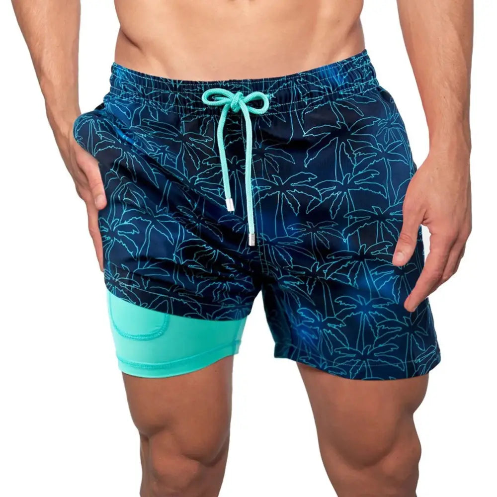 European And American Shorts Men’s Beach Pants Sports Pants Printed Double Shorts