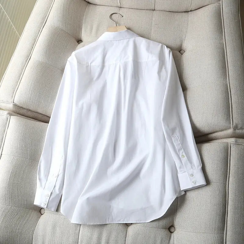 European And American Spring And Autumn New Solid Color Shirts For Ladies, Simple Temperament, Casual Basic Poplin Ladies Shirts Beyond Trends Hub