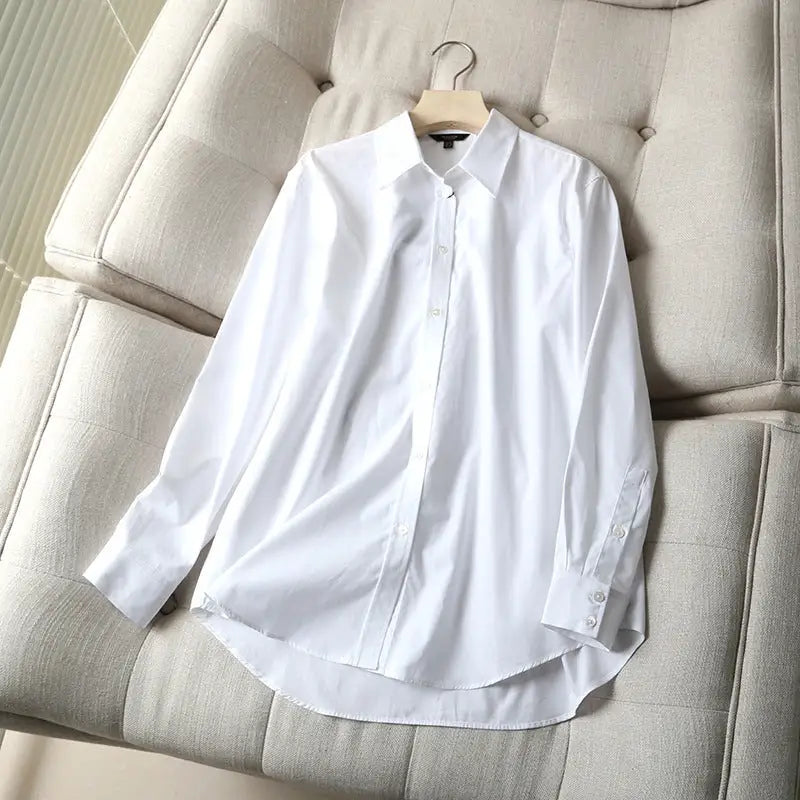 European And American Spring And Autumn New Solid Color Shirts For Ladies, Simple Temperament, Casual Basic Poplin Ladies Shirts Beyond Trends Hub