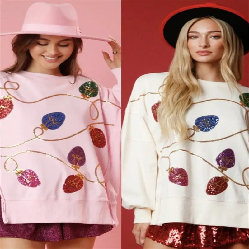 European And American Women’s Clothing Christmas Sequins Long Sleeve Pullover Hoodie Women