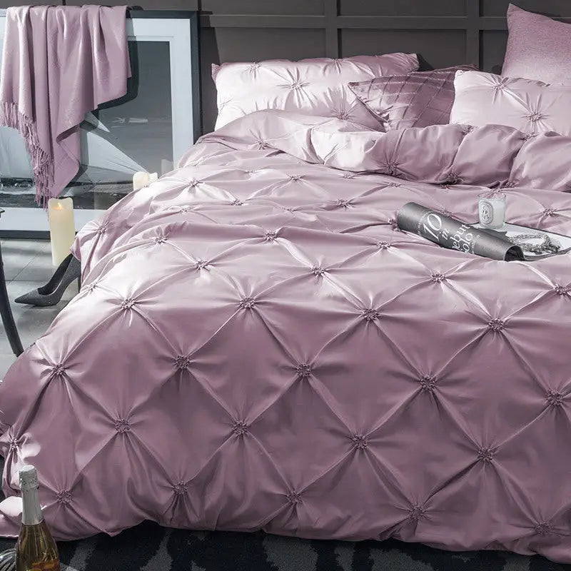 European Style Gorgeous Nature Color Imitated Silk Fabrics Satin Sheets Bed Set 3 Pieces - Beyond Trends Hub 