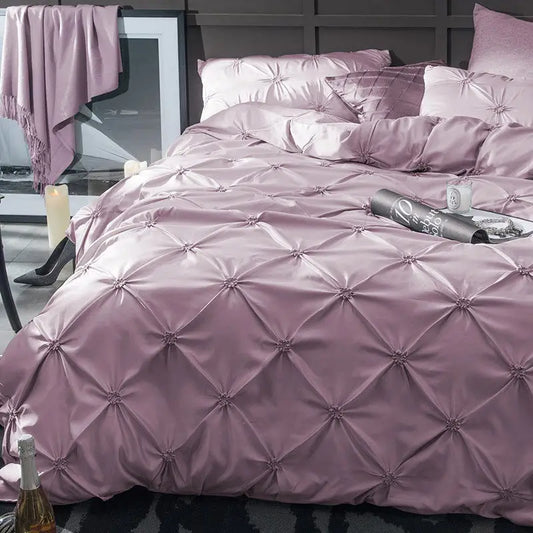 European Style Gorgeous Nature Color Imitated Silk Fabrics Satin Sheets Bed Set 3 Pieces - Beyond Trends Hub 