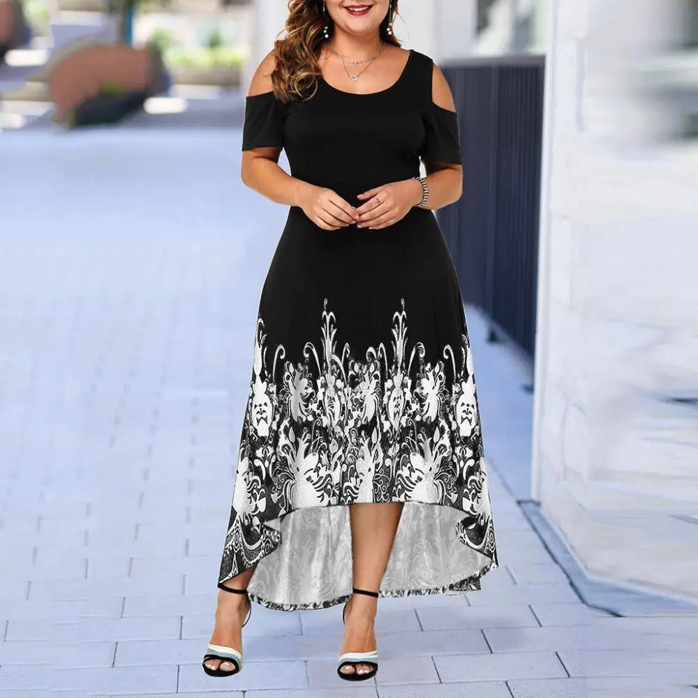Evening Party Summer Plus Size Maxi Dress Women XL Short - Black / 2XL