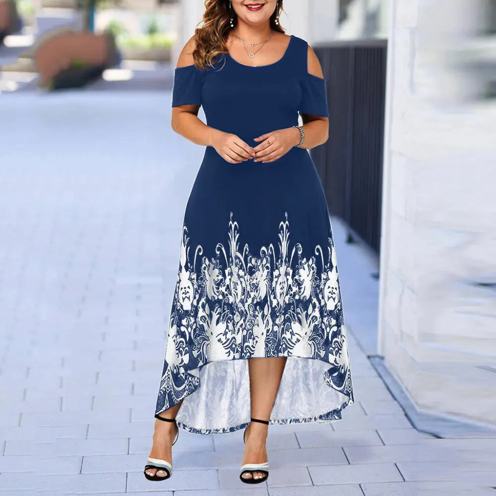 Evening Party Summer Plus Size Maxi Dress Women XL Short - Blue / 2XL