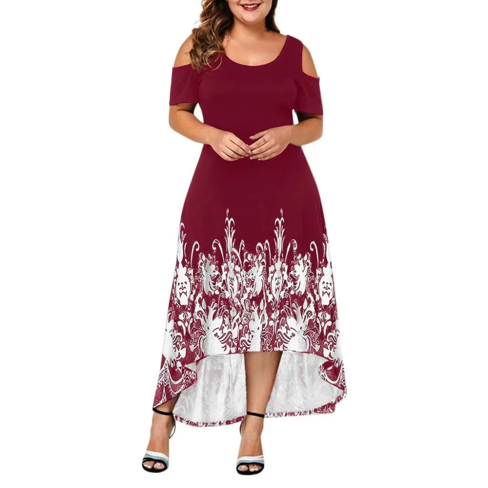Evening Party Summer Plus Size Maxi Dress Women XL Short - Red / 2XL