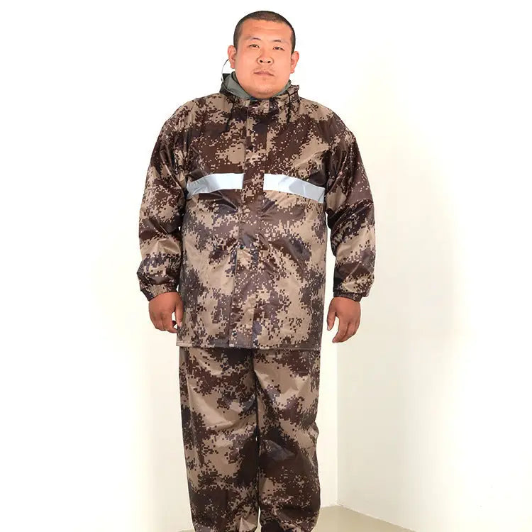 Extra Large Size Raincoat For Men And Women With Reflective Strips Split Raincoat And Rain Pants - Beyond Trends Hub 