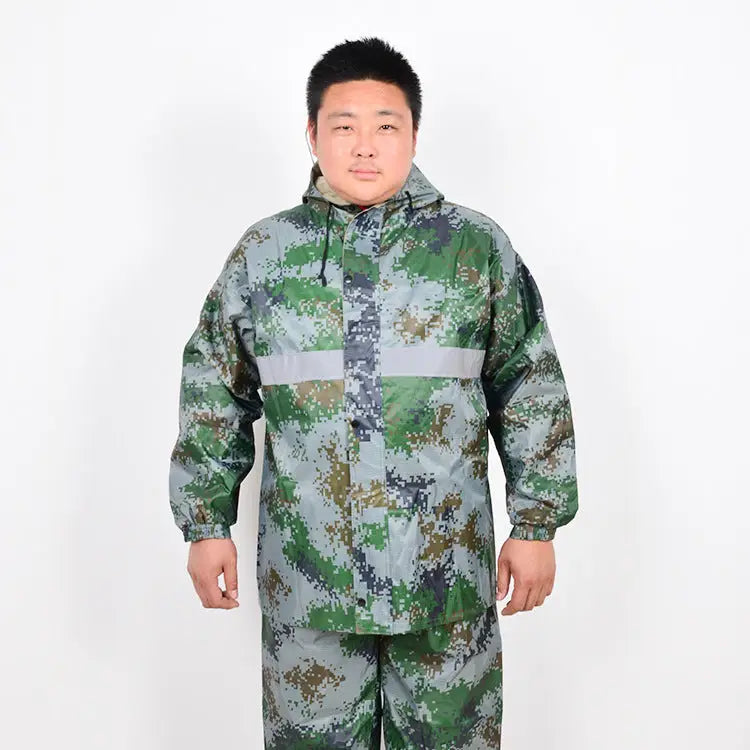 Extra Large Size Raincoat For Men And Women With Reflective Strips Split Raincoat And Rain Pants - Beyond Trends Hub 