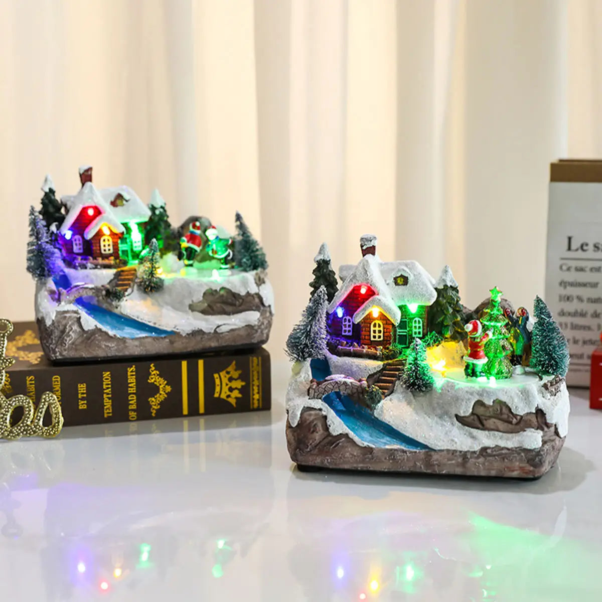Christmas Rotating Resin Luminous Music Box Ornaments