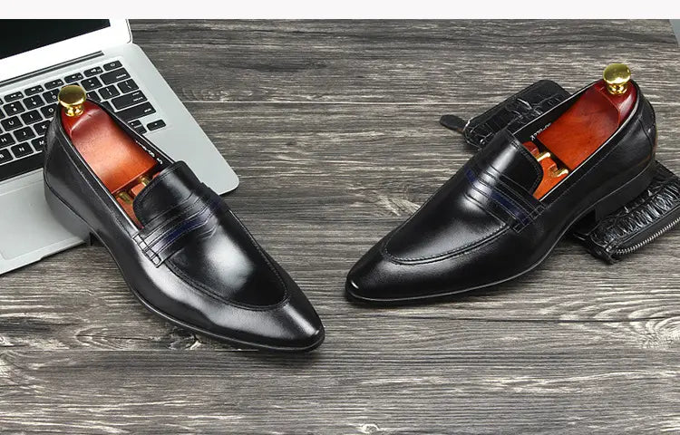 Shallow mouth men’s shoes leather shoes