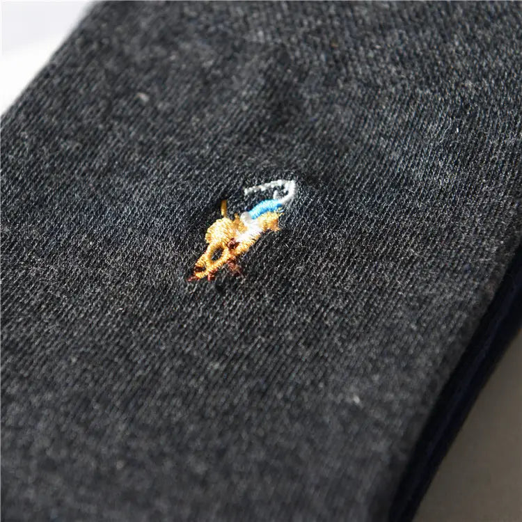 Men’s Socks Four Seasons Pure Cotton Embroidery