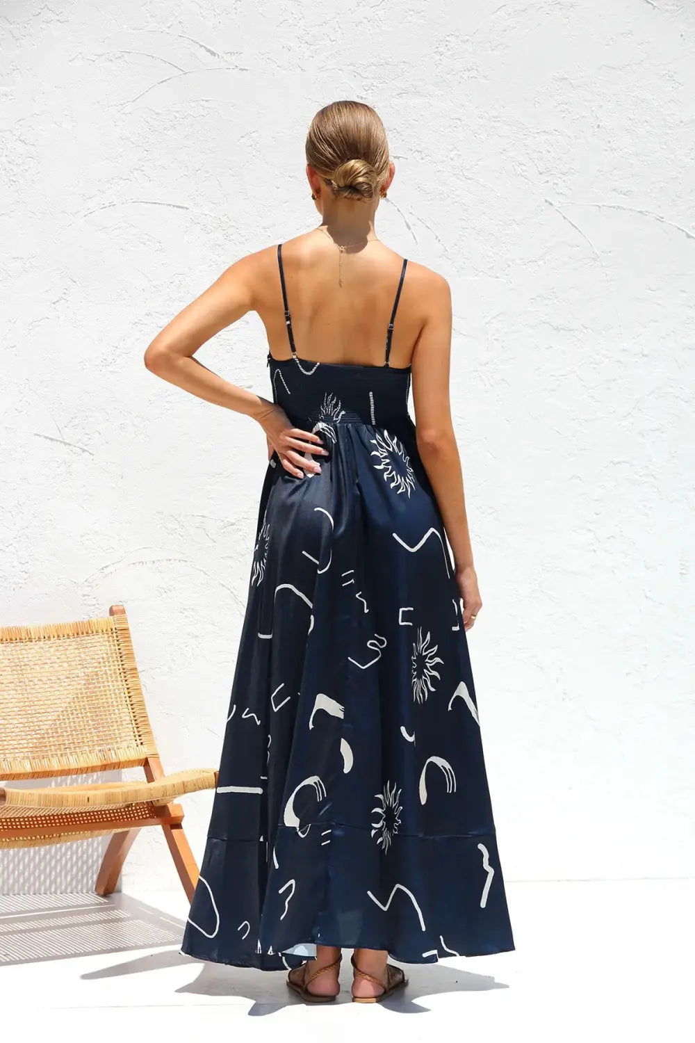 Floral Print Suspender Dress Summer Slim Fit Long Dresses For Womens Clothing