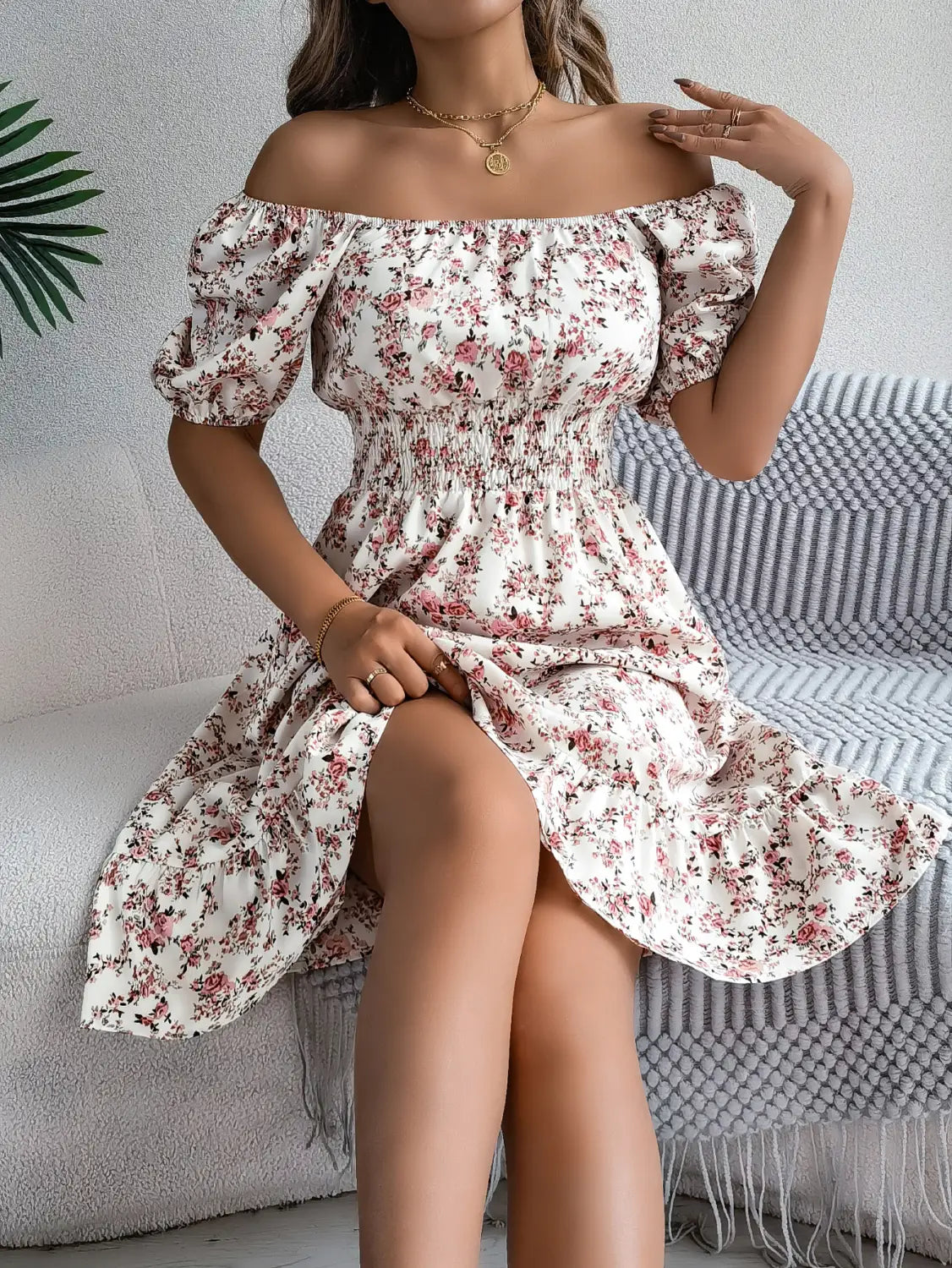 Floral Print Square Collar Dress Summer Fashion Ruffles Dresses Women’s Clothing