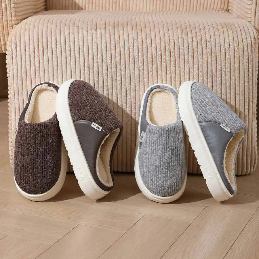 Winter Warm Plush Home Slippers Lightweight Thick Bottom Silent Non-slip Floor Bedroom Slippers Couple House Shoes