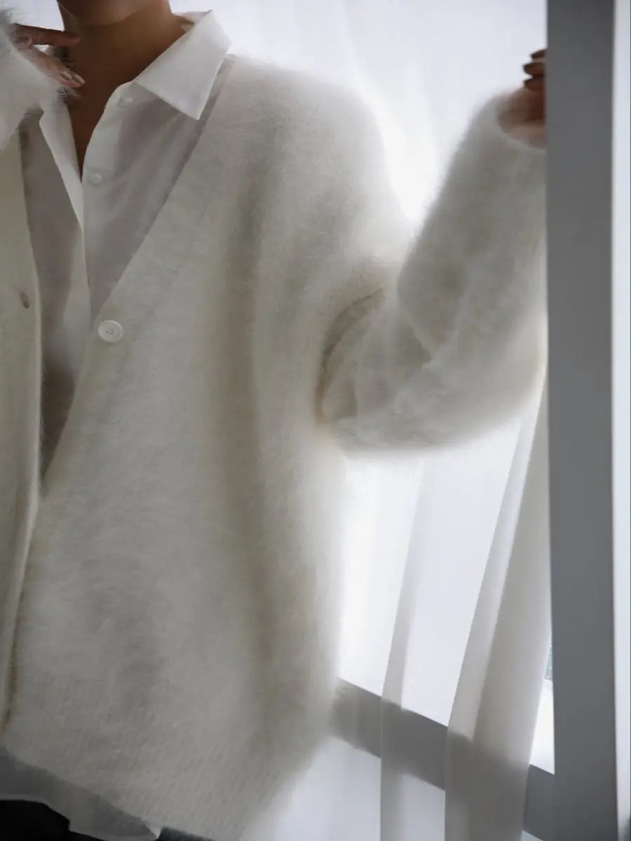 Loose V-neck Button Cardigan Fall Winter Fashion Single Breasted Knitted Sweater Top Women’s Clothing