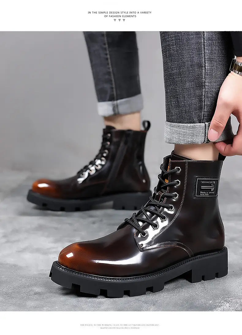 Men’s High-top Soft Leather Mid-top Workwear Boots All-match Breathable Boots