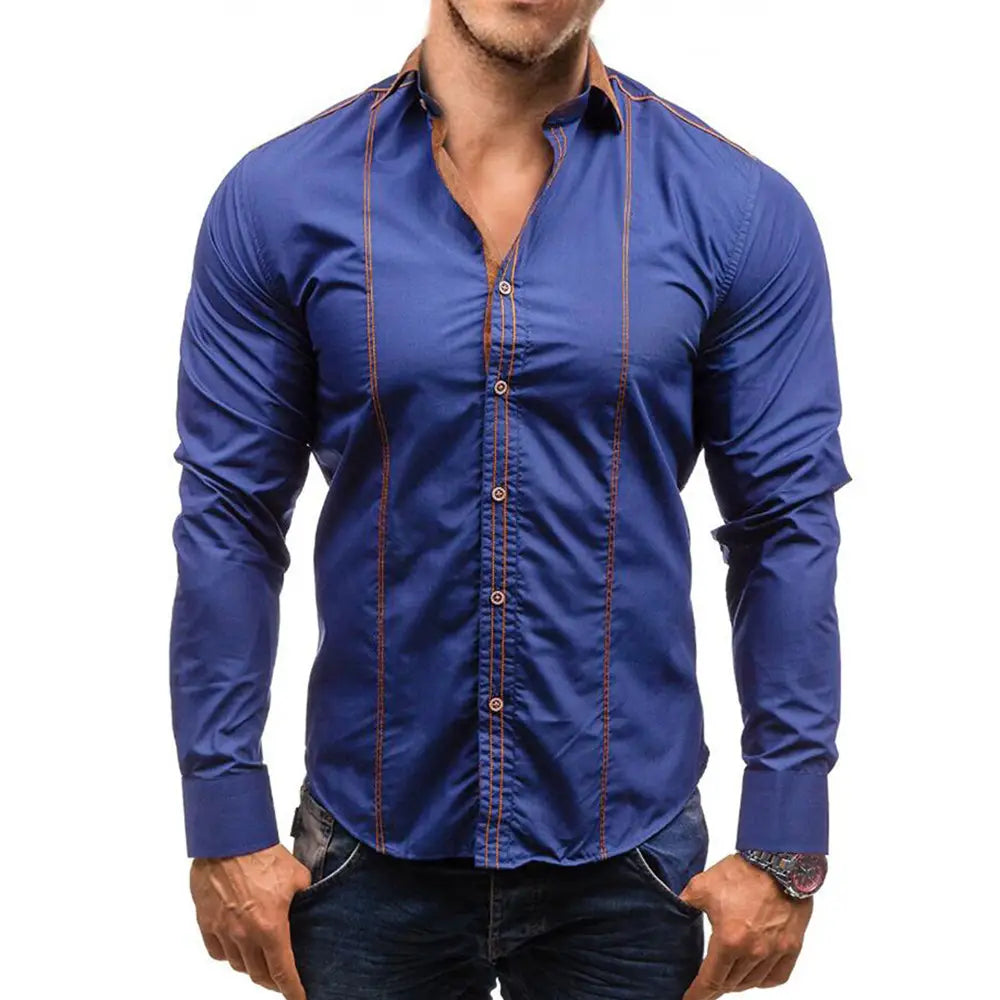 Casual Men’s Loose Plus Size Long-sleeved Shirt