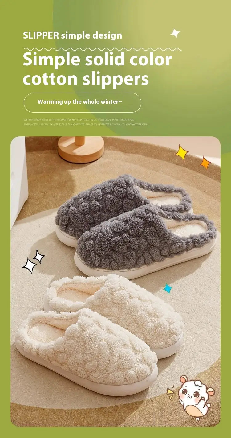Home Fuzzy Slipper Unisex Cartoon Winter Plush Slipper Anti-Skid Soft Soled Cotton Shoes Comfy Outdoor Couple Slippers