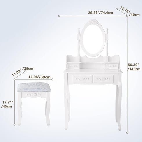 Vanity Table Set With 4 Drawer