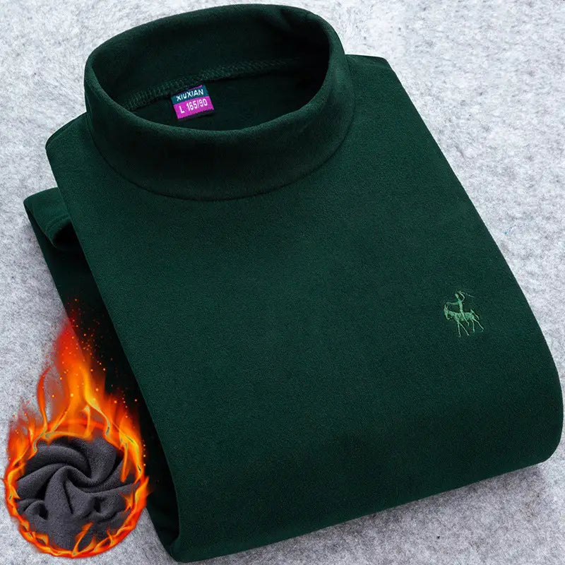 Men’s Half High Collar Plus Velvet Warm Plus Size Slim Bottoming Shirt