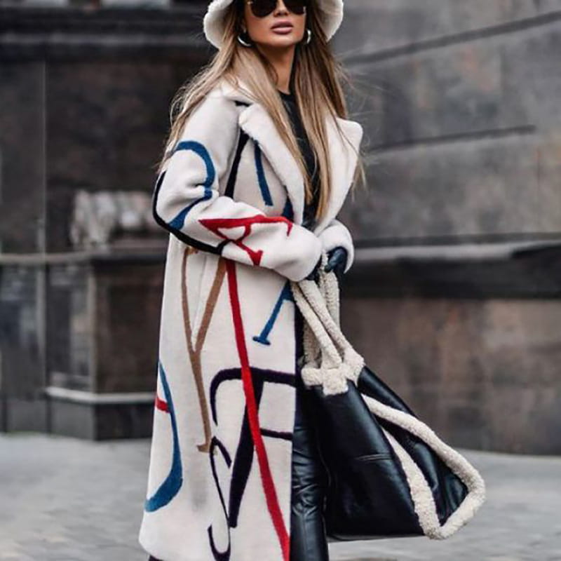 Women’s Long-sleeved Lapel Plaid Mid-length Woolen Coat