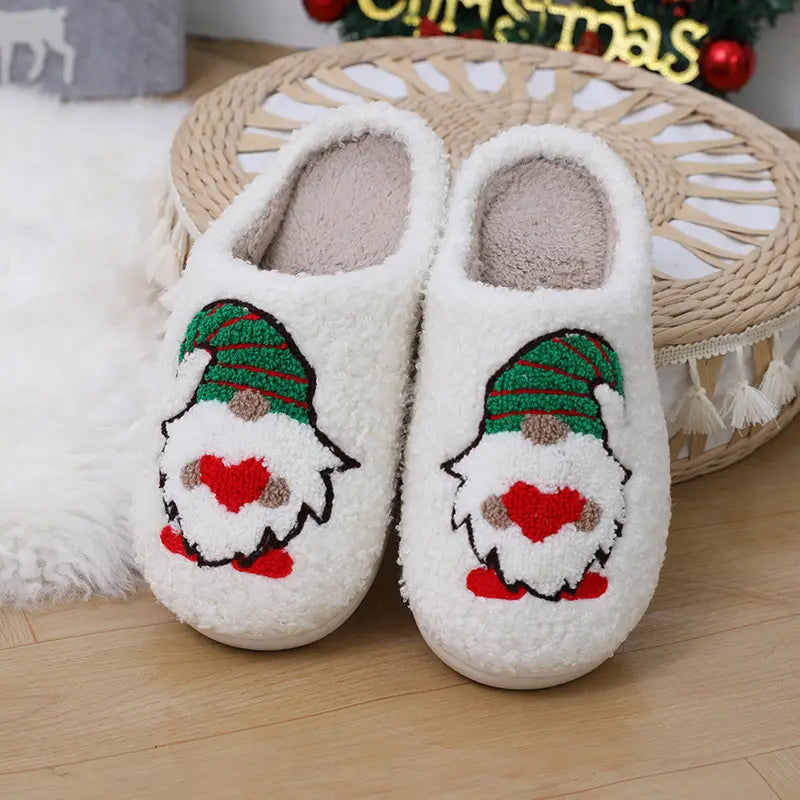 Cute Cartoon Santa Claus Home Slippers Couple Indoor Floor Bedroom Slipper Christmas Warm Shoes Women Men