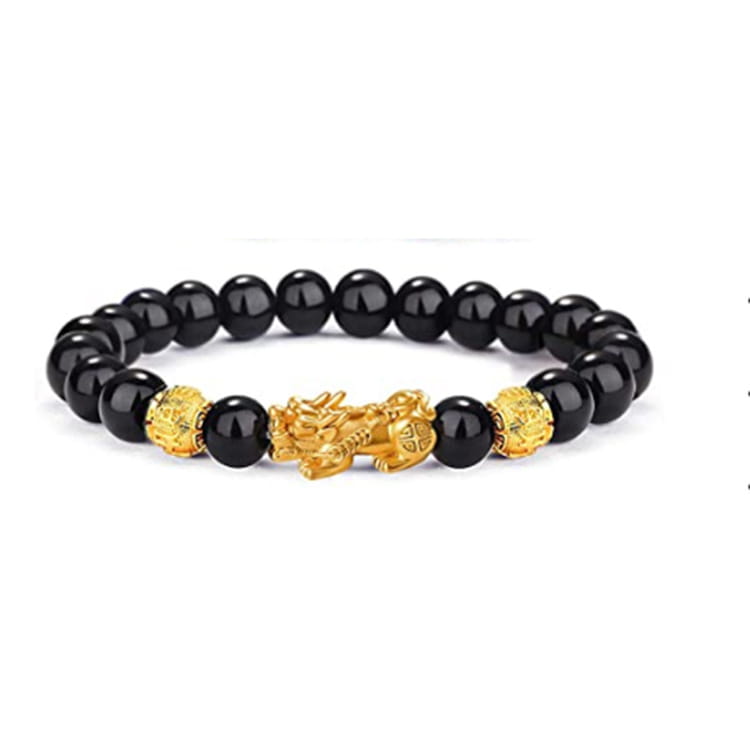 Black beaded bracelet with gold charm from Men’s and Women’s Bracelets collection.
