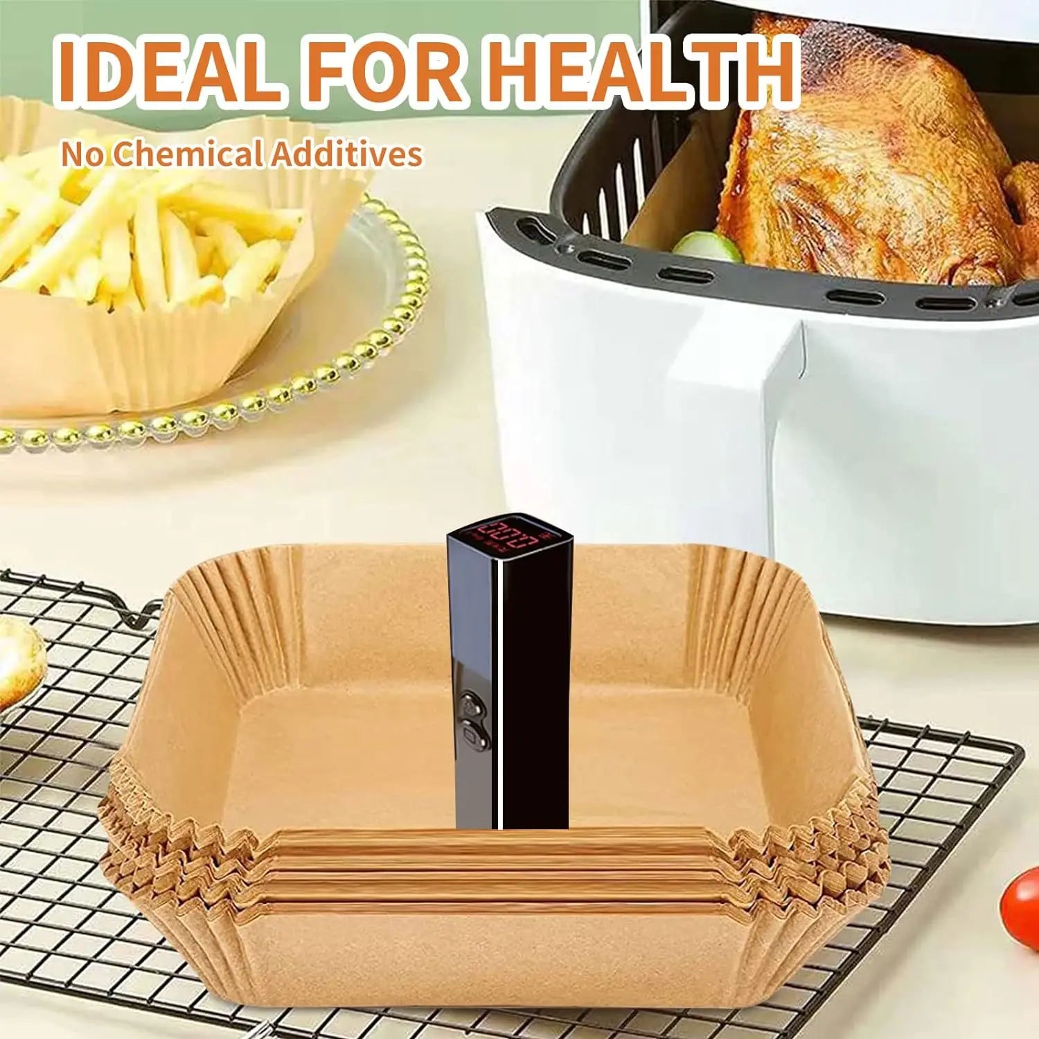 Fifty pieces Air Fryer Liner Baking Disposable Air Fryer Parchment Paper Multipurpose Oil-absorbing Paper Tray