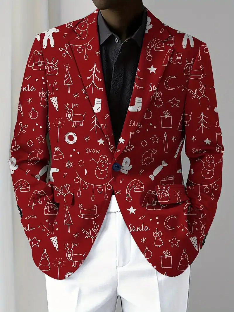 Christmas Series Cartoon Anime Men’s Long-sleeved Coat