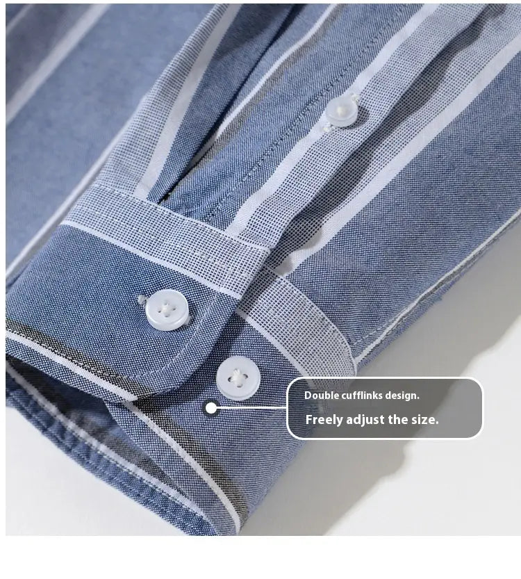 Striped Cotton Oxford Anti-wrinkle Casual Shirt For Men