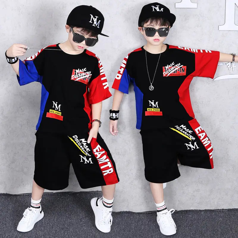 Boys’ Summer Wear Plus Short-sleeved Sports Suit