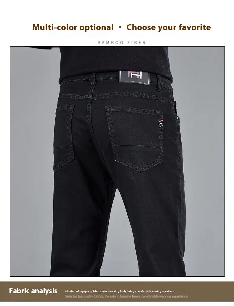 New Slim Fit Youth Casual Straight-leg Cotton Jeans Men