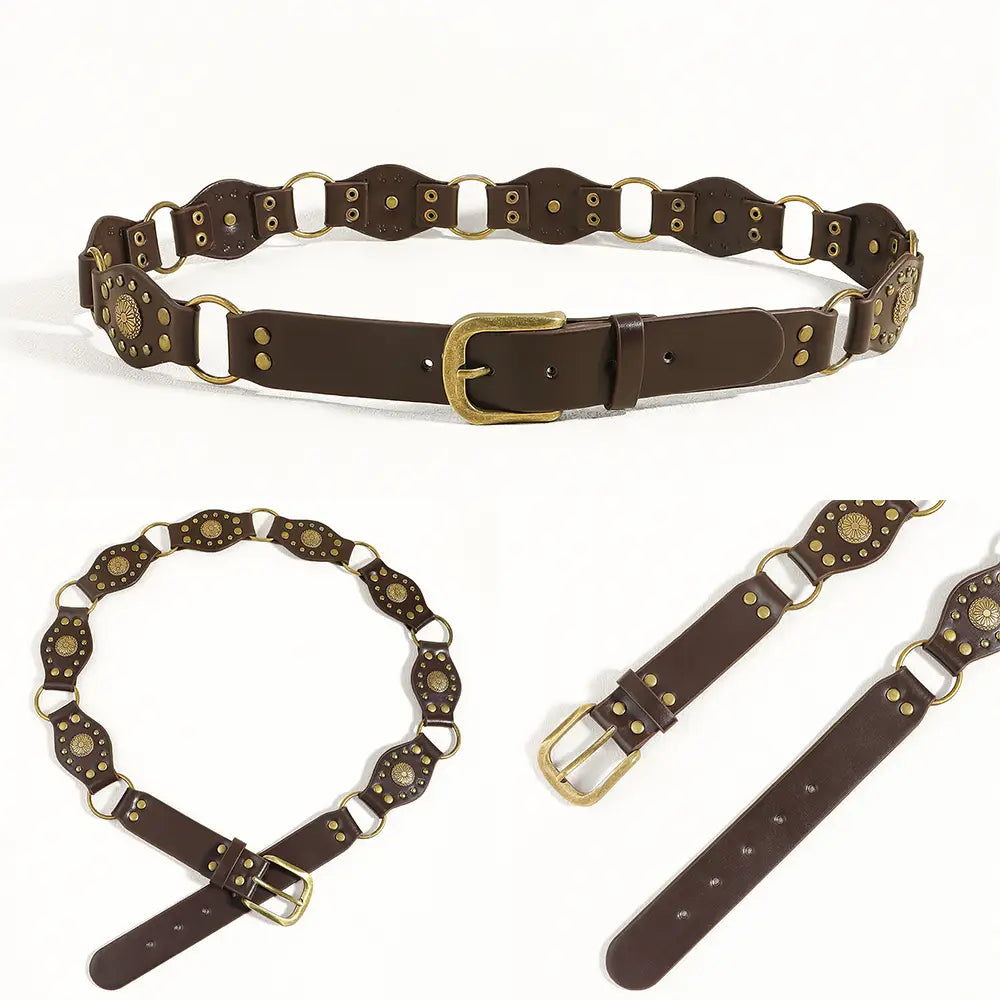 Vintage Belts For Both Men And Women With Handsome Riveted Metal Buckle Punk Hip Hop Fashion Accessories