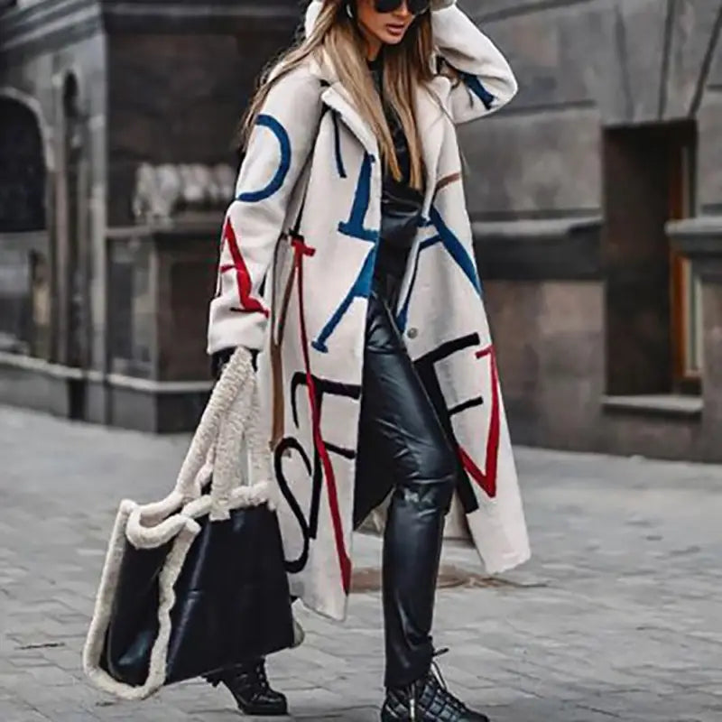 Women’s Long-sleeved Lapel Plaid Mid-length Woolen Coat