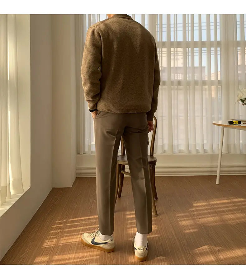 Solid Color Sweater Men’s Versatile Casual Korean Style
