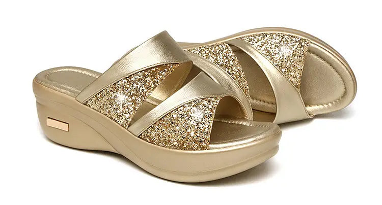 Fish Mouth Sequined Slippers