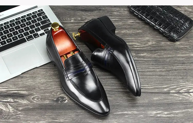 Shallow mouth men’s shoes leather shoes