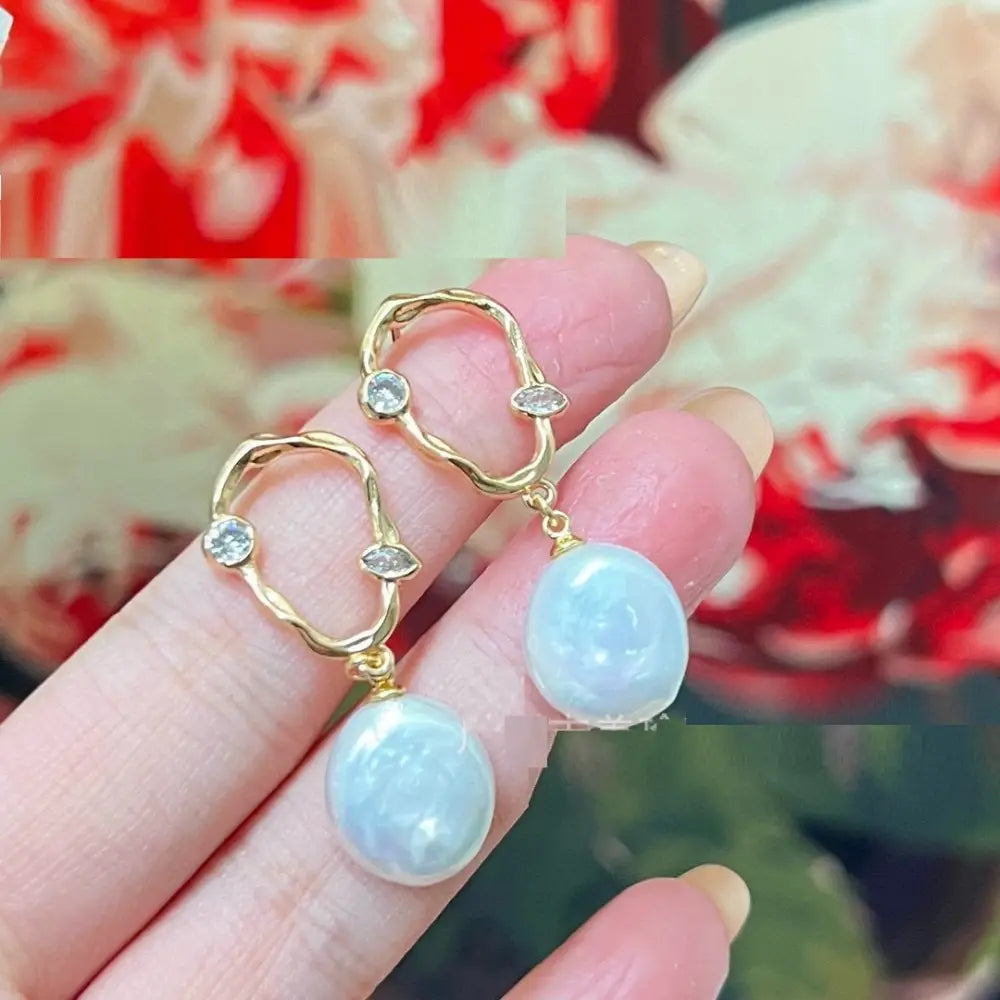 Fashion Simple Freshwater Pearl Vintage Ring Earrings For Women - A Pair Of Pearl Earrings