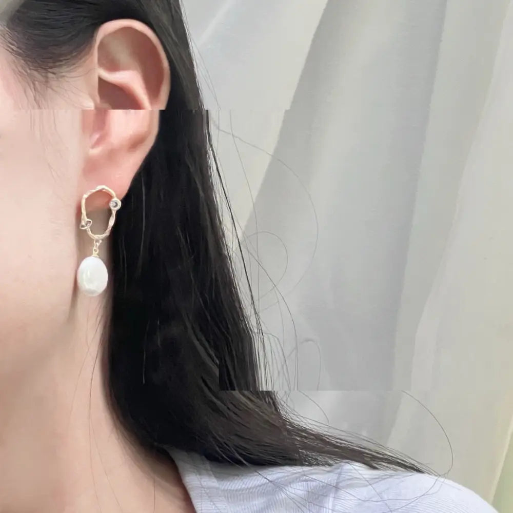 Fashion Simple Freshwater Pearl Vintage Ring Earrings For Women - A Pair Of Pearl Earrings