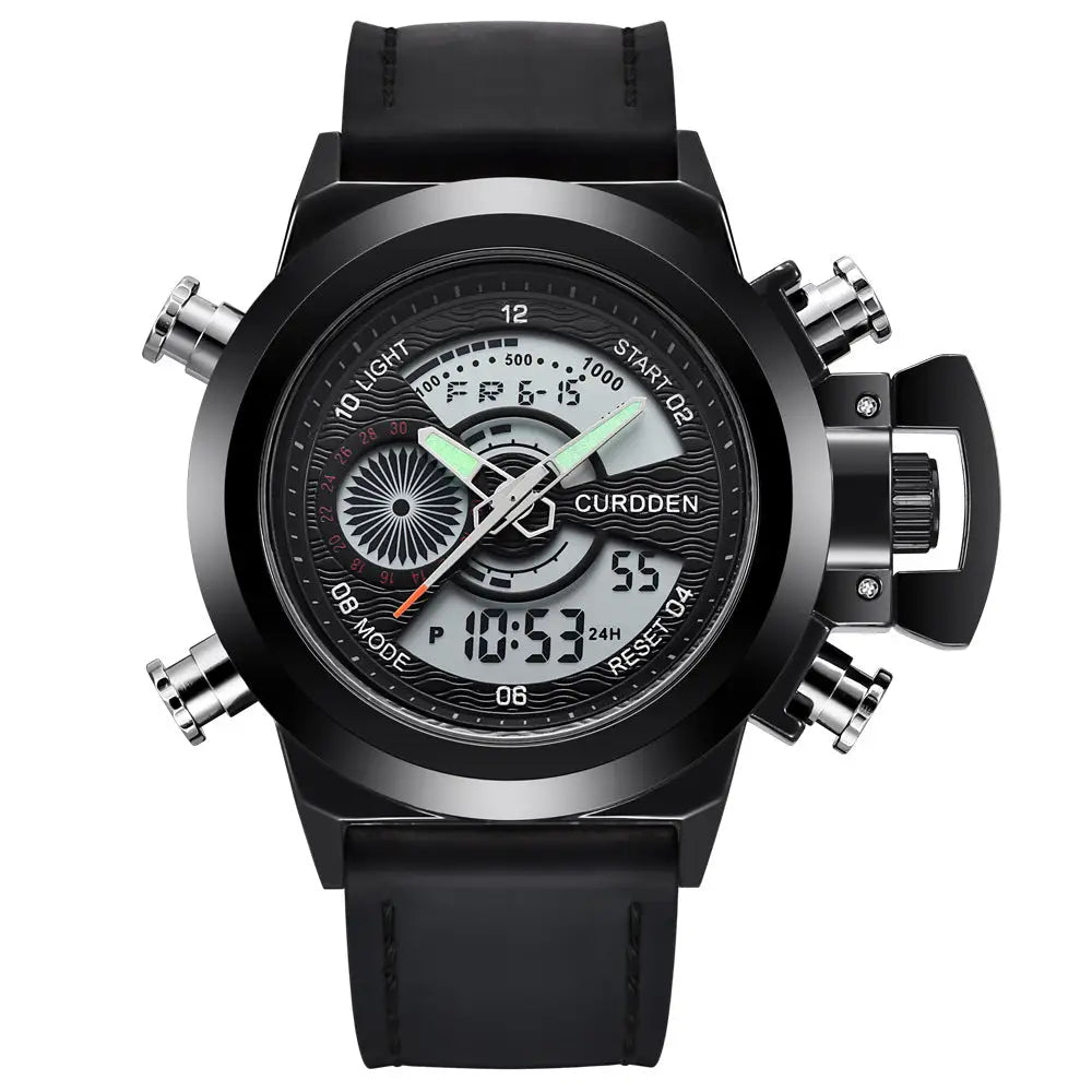 Fashion Belt Multi-functional Double Display Sports Watch For Men - Belt Black Belt