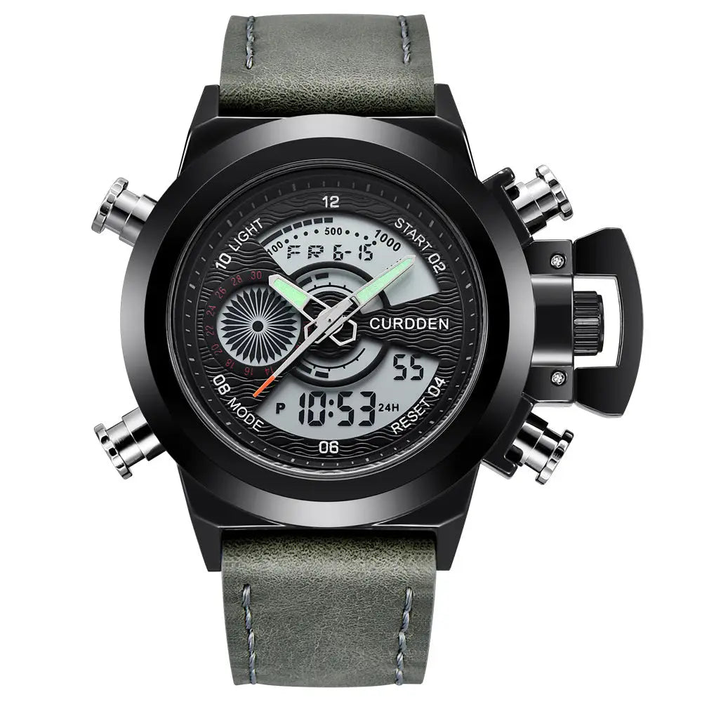 Fashion Belt Multi-functional Double Display Sports Watch For Men - Belt Gray Belt